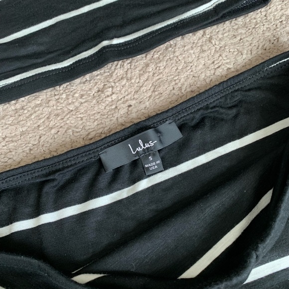 Black Striped Short Sleeve Two-Piece Mini Dress NWOT - Picture 4 of 8